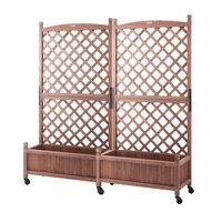 Set 2 Jardiniere cu spalier, Lemn brad, capacitate 100 kg, dimensiune 150 x 33 x 156 cm, 8 x roti
