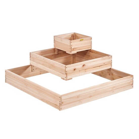 Jardiniera pentru plante sau legume, Lemn brad, 113 x 113 x 51 cm, fara fund