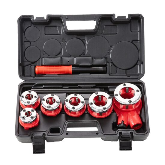 Trusa filiera pentru tevi Vevor, capete 1/4", 3/8", 1/2", 3/4", 1", 1-1/4", clichet, 7 piese