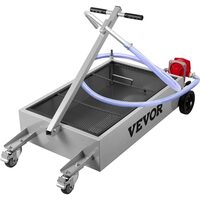Recuperator ulei cu pompa manuala Vevor, capacitate 57 l, dimensiune tava 123 x 55 x 27 cm, maner pliabil, 4 roti