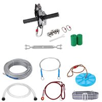 Set tiroliana lungime 36 m, capacitate max 226 kg, cablu, Ham, frana cu arc, scaun