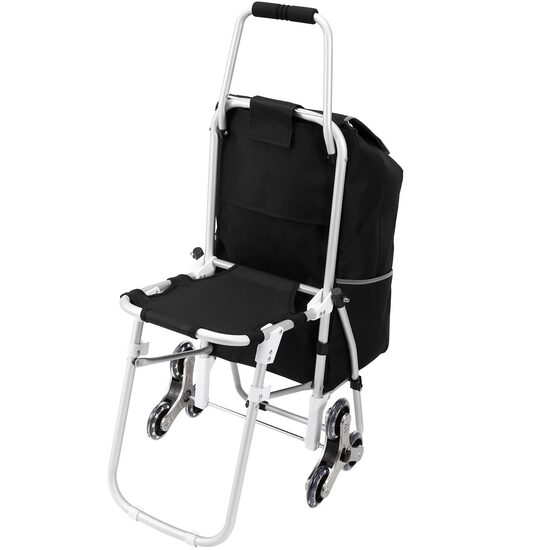 Carucior pentru cumparaturi cu scaun de odihna, Capacitate 50 l, Pliabil, Impermeabil, Greutate 3 kg