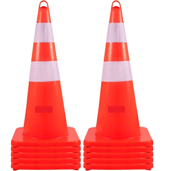 Set 10 conuri rutiere de avertizare, PVC, Inaltime 73 cm, Reflectorizante