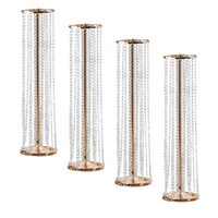 Set 4 suporturi pentru flori Vivatechnix Inaltime 90 cm, capacitate max 15 kg, Auriu, Otel si Cristal