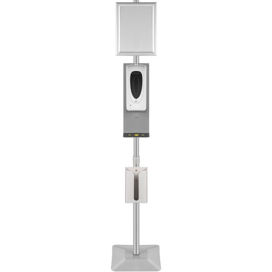Dispenser automat pentru sapun, suport servetele, 1000 ml, Aluminiu si plastic, Argintiu