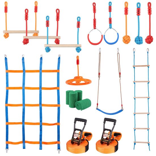 Set de joaca pentru exterior, 39 buc, Lungime 17 m, Greutate maxima 226.8 kg