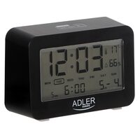 Ceas desteptator, Adler 3 alarme, 2 x AA, Negru