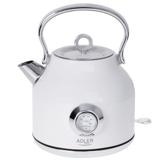 Fierbator electric cu termometru, 1.7 l, Inox, Alb, 2200 W, Retro design