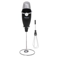 Mixer spuma lapte cu baterie, maner izolat termic, Inox, latte, ciocolata calda, cappuccino, frappe, 2x1.5V AA, Negru
