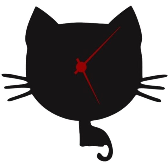 Ceas metalic de perete Krodesign Cat KRO-1245, Inaltime 48 cm, negru