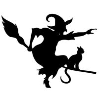 Decoratiune metalica de perete Krodesign Witch & Cat Halloween, diametru 48 cm, negru