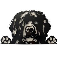 Decoratiune metalica de perete Krodesign Newfoundland Dog, diametru 49 cm, negru