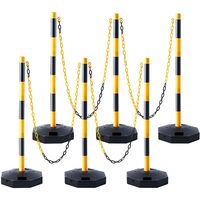 Set 6 stalpi delimitare, Inaltime reglabila, Galben/Negru, Lungime lant 2 x 6 m, Inaltime 86 cm