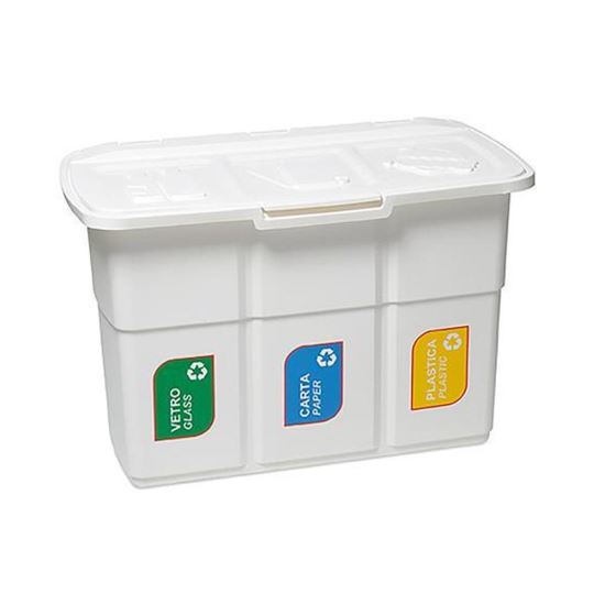 Cos gunoi pentru colectarea selectiva a deseurilor Strend Pro ECOPAT, alb, 3x25 litri, 75x37x50 cm