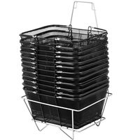 Set 12 cosuri de cumparaturi cu stand, Vivatechnix Metal, capacitate 20 kg, Negru, 41 x 31 x 18 cm 