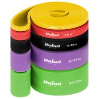 Set 5 benzi elastice TPE, 5 culori, 4-55 kg, Lungime 208 cm