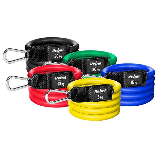 Set 5 benzi elastice, 5-30 kg, Lungime 137 cm