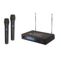 Set 2 microfoane fara fir si receiver, SAL MVN 510, putere 3W, functie blocare sunet, raza 60 m