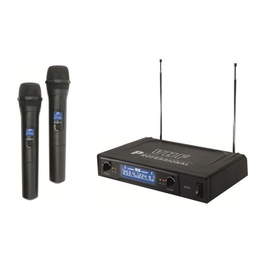 Set 2 microfoane fara fir si receiver, SAL MVN 510, putere 3W, functie blocare sunet, raza 60 m