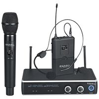 Set microfon de mana si cu casca, Receptor dual UHF cu frecvențe fixe 863.9 / 864.9 MHz