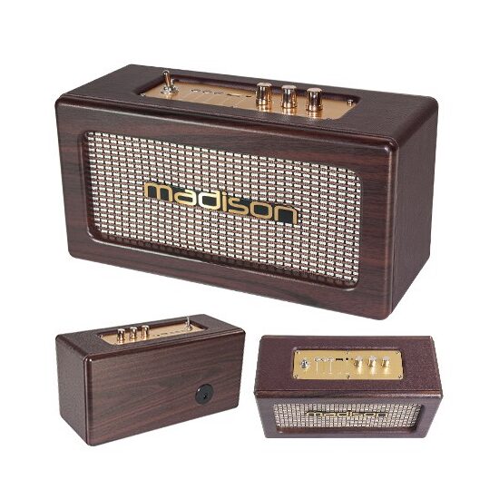 Boxa portabila cu Bluetooth, Vintage USB/MP3, 2x10W, 325x140x180mm