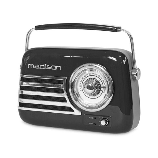 Radio portabil FM, Retro Black, USB, AUX, Antena telescopica, 210 x 80 x 160mm