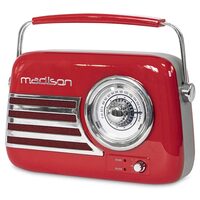 Radio portabil FM, Retro Red, USB, AUX, Antena telescopica, 210 x 80 x 160mm