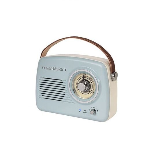 Radio portabil FM, Retro Blue, USB, AUX, Antena telescopica, 210 x 80 x 160mm