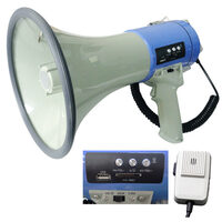 Megafon 60W, Diametru 240 mm, Lungime 350 mm, baterie Li-Ion, MP3, USB, SD, Sirena