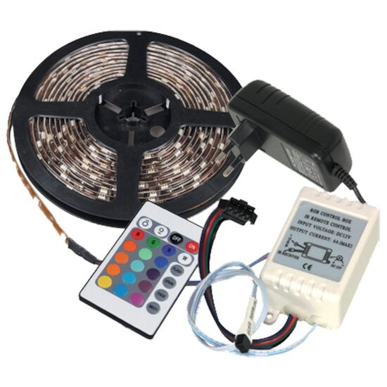 Kit banda led cu telecomanda RGB si controller, IP44, Lungime 5 m, Latime 10 mm, ultraflexibil
