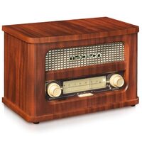 Radio portabil FM, Vintage Bluetooth, 10W, Ecran afisare frecventa cu iluminare de fundal, Intrare MP3