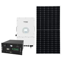 Kit 24 panouri solare fotovoltaice, Invertor solar Hybrid trifazat 10 kW IP65, Acumulator 9,6 kWh, 6000 cicluri