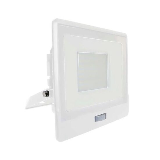 Proiector cu senzor de miscare, 50 W, 6400K, 4000 lm, IP65, Aluminiu, Alb