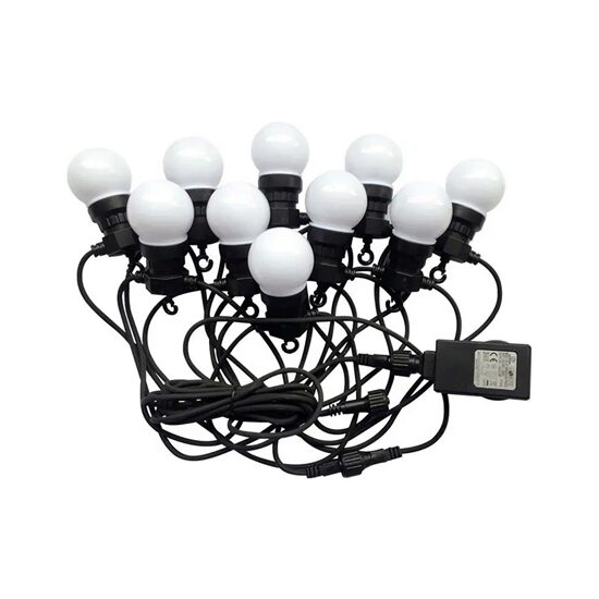 Ghirlanda luminoasa cu 10 becuri led, E27, Alb Cald 3000K, 5 W, IP44, lungime 5 m