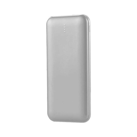 Powerbank super-slim, culoare argintie, 10000mAh, 2x USB, USB-C