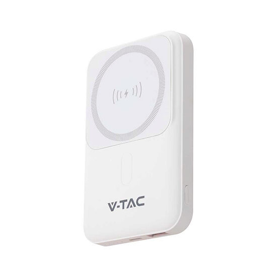 Powerbank super-slim, 10000mAh, Incarcare Wireless, 1xUSB, 1xUSB-C, Alb