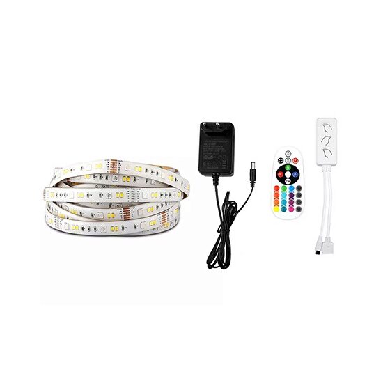 Kit banda led Smart SMD5050, 5m, 12V, RGB, IP65, controller, telecomanda, alimentator