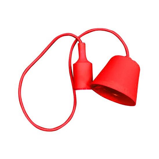 Pendul tavan Rosu, fara bec, E27, lungime 1 m, plastic