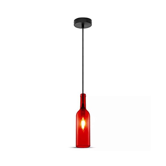 Pendul sticla, E27, fara bec,  72 mm x 280 mm x 1150 mm, Rosu