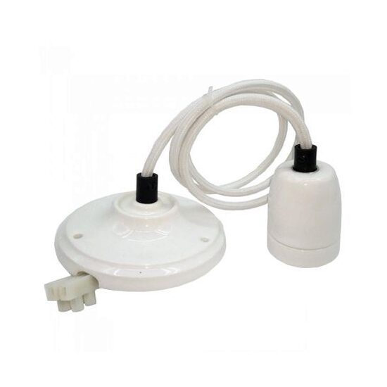 Pendul de tavan, Portelan, fara bec, E27, 47 x 64 x 680 mm, Alb