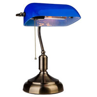 Lampa de birou Clasic Blue E27, 180 x 260 x H360 mm, Sticla/Metal, max 60W
