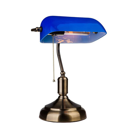Lampa de birou Clasic Blue E27, 180 x 260 x H360 mm, Sticla/Metal, max 60W