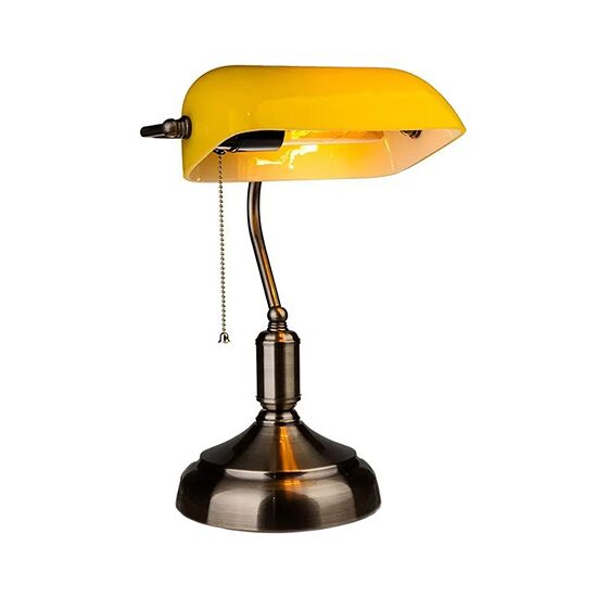 Lampa de birou Clasic Yellow E27, 180 x 260 x H360 mm, Sticla/Metal, max 60W