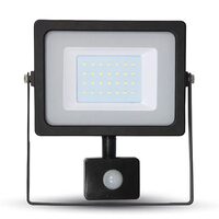 Proiector led cu senzor de miscare, 20W, 6400K, IP65, 1600 lm, Negru, Distanta detectie 8 m
