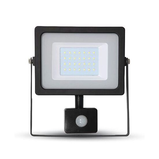 Proiector led cu senzor de miscare, 20W, 6400K, IP65, 1600 lm, Negru, Distanta detectie 8 m