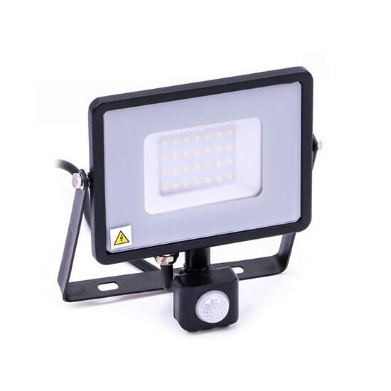 Proiector led cu senzor de miscare, 30W, 6400K, IP44, 2400 lm, Negru