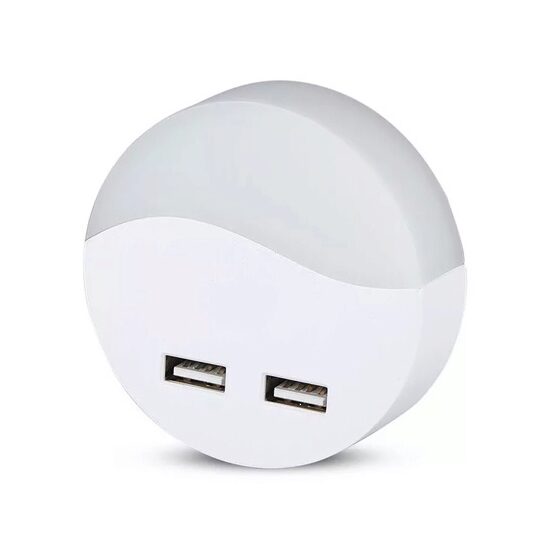 Lampa de veghe cu senzor de lumina, 3000K, 2xUSB, 10 lm