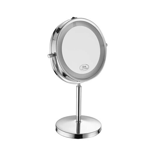 Oglinda make-up cu led, 3 W, 30 lm, 6400K, lupa 3x, 135 x 205 x 325 mm, IP44, 4xAA