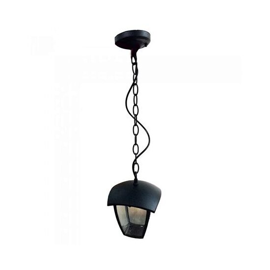 Felinar plafon, cu lant, Fara bec, E27, Aluminiu si sticla, 170 x 720 mm, IP44 exterior, Negru