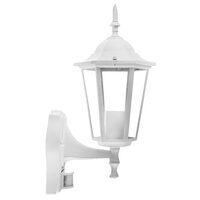 Felinar pentru perete cu senzor de miscare, Fara bec, E27, Aluminiu si Sticla, 215 x 170 x 375 mm, Alb, IP44